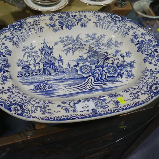 Blue and White meat plate