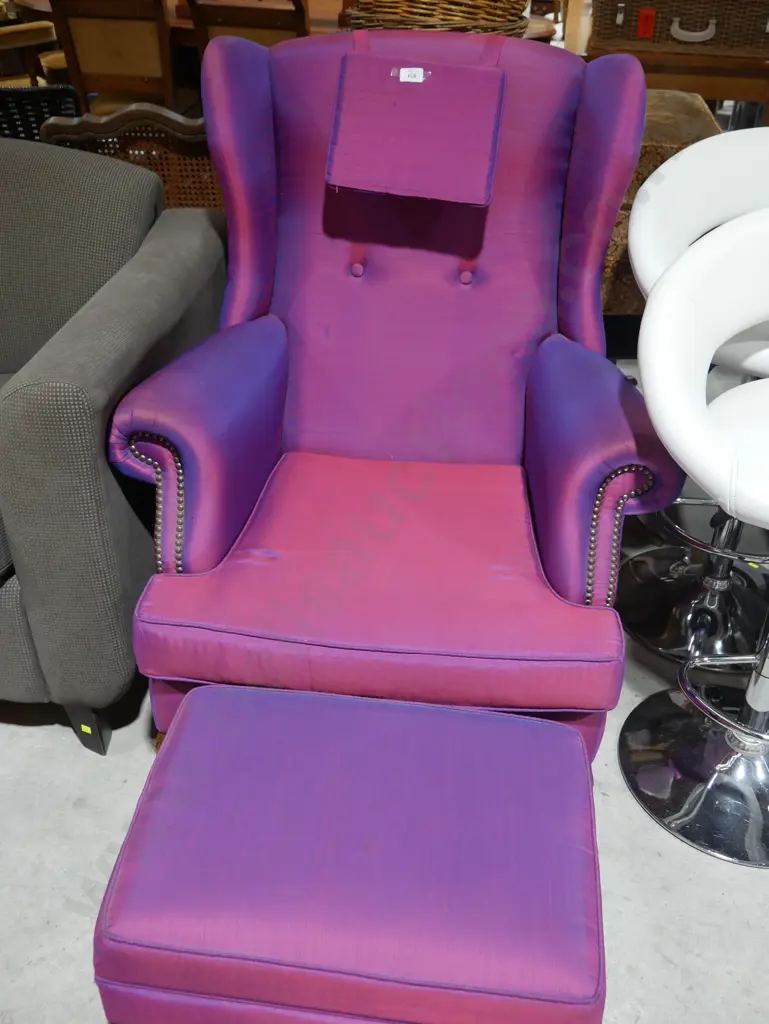 Wingback chair and footstool Image 1++